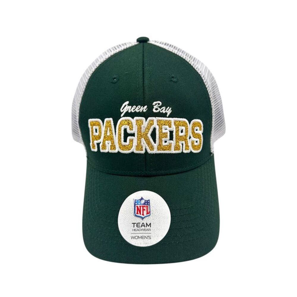 NFL Green Bay Packers Women's Green and Gold Mesh Back Hat, One Size